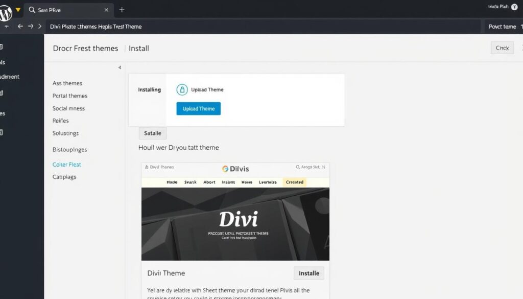 Installing Divi in WordPress dashboard Installing Divi in WordPress dashboard