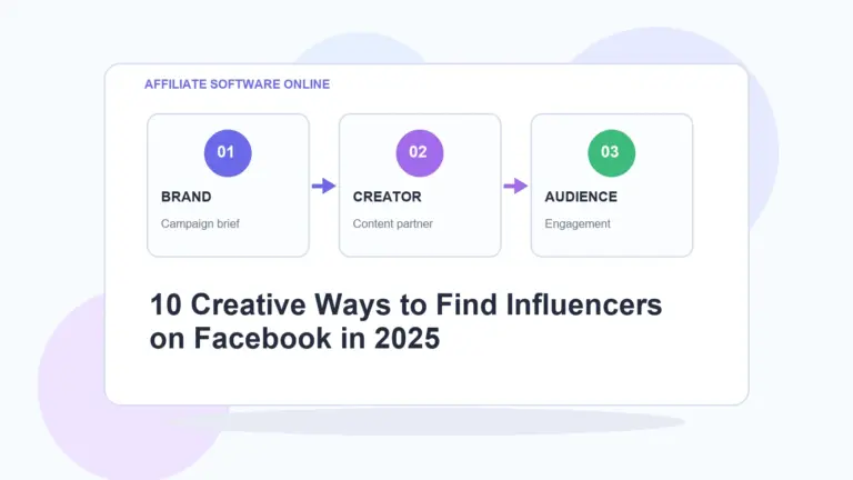 AffiliateSoftwareOnline infographic for 10 Creative Ways to Find Influencers on Facebook in 2025