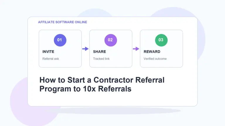 AffiliateSoftwareOnline infographic for How to Start a Contractor Referral Program to 10x Referrals